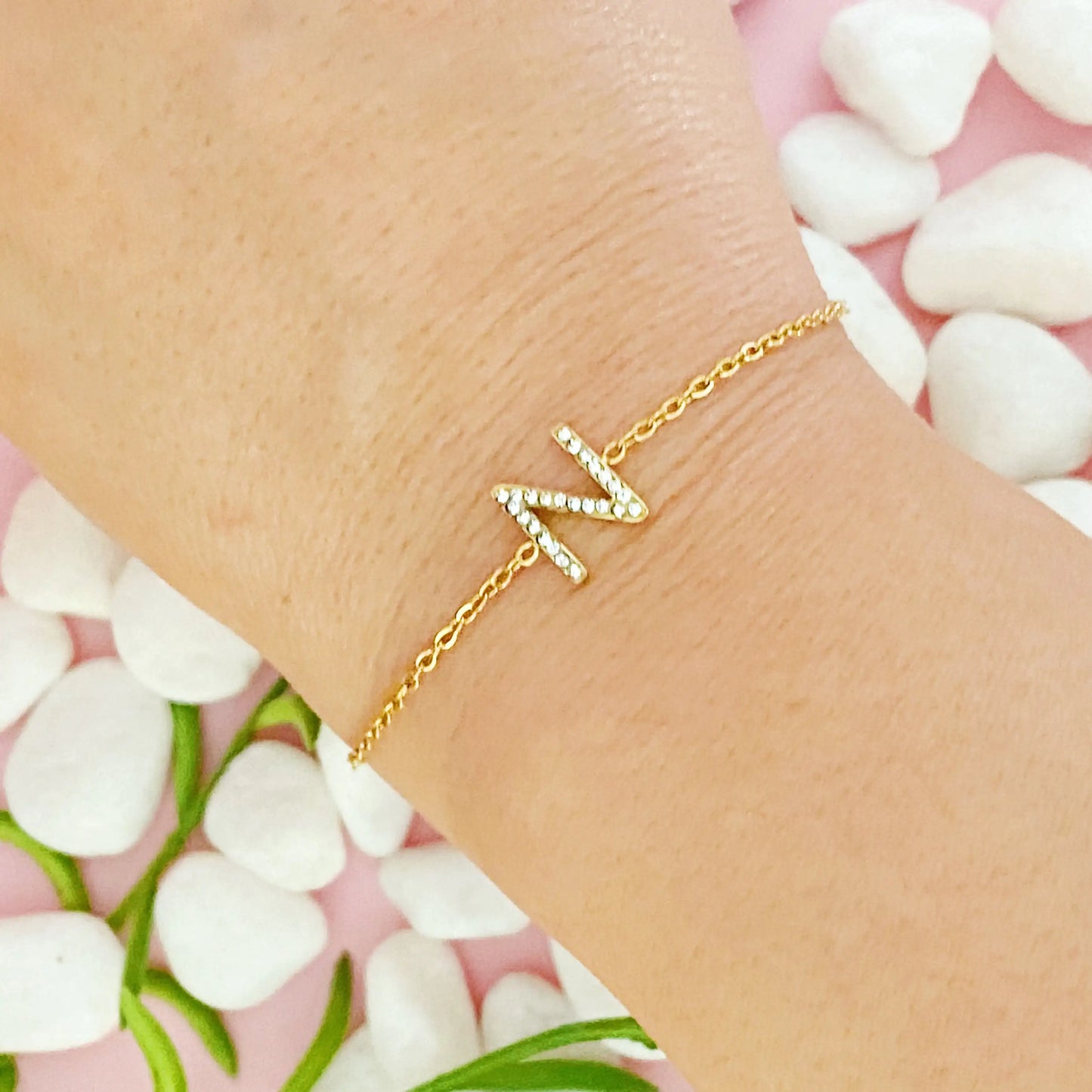 Dainty Sparkle Initial Bracelet