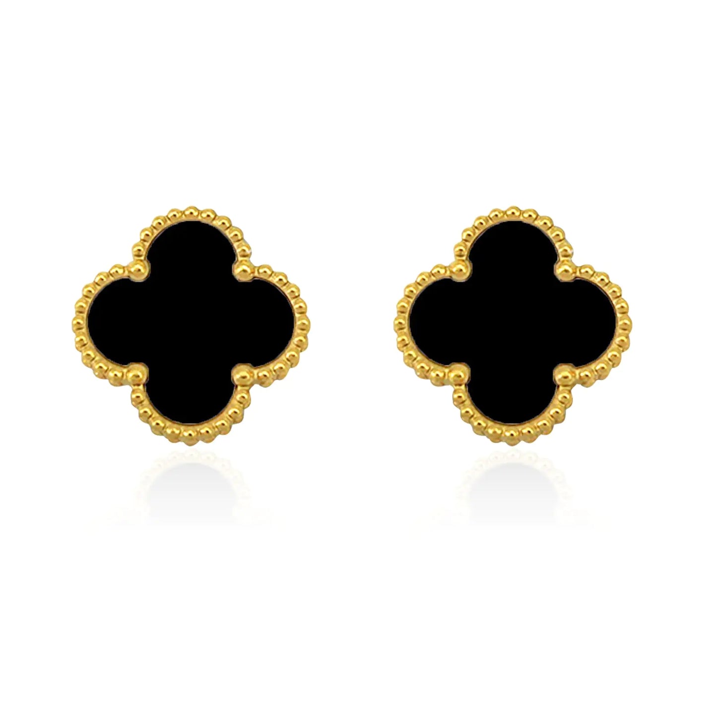 NALISASA Clover Earring for Women Lucky Charm Earring Simple Lucky Clover Earring Dainty 4 Leaf Clover Earrings Jewelry for Women（Black）