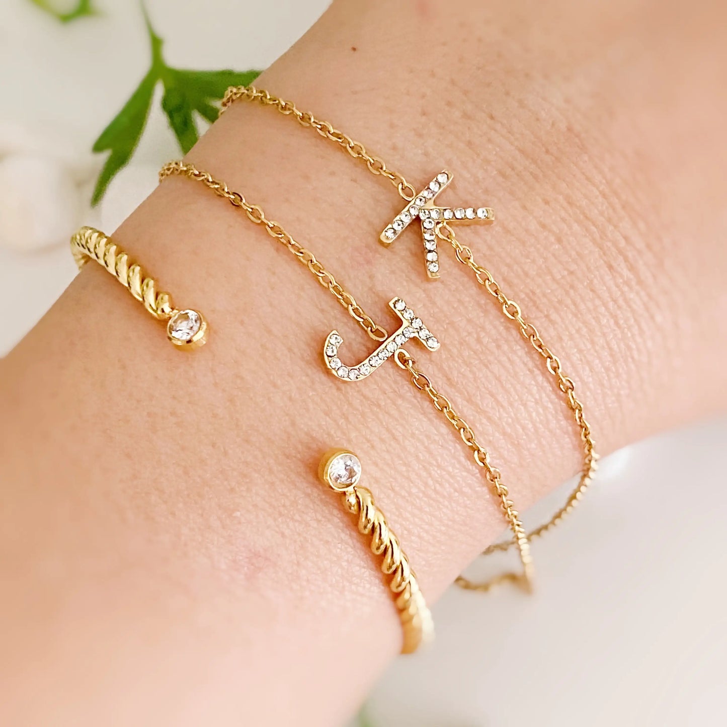 Dainty Sparkle Initial Bracelet